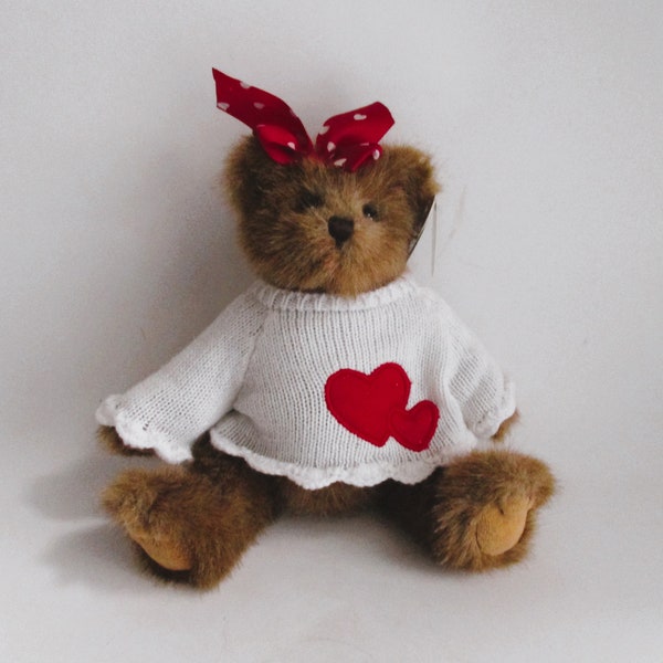 Vintage Stuffed Bear Bearington Collection Lovie Jointed Red Hearts