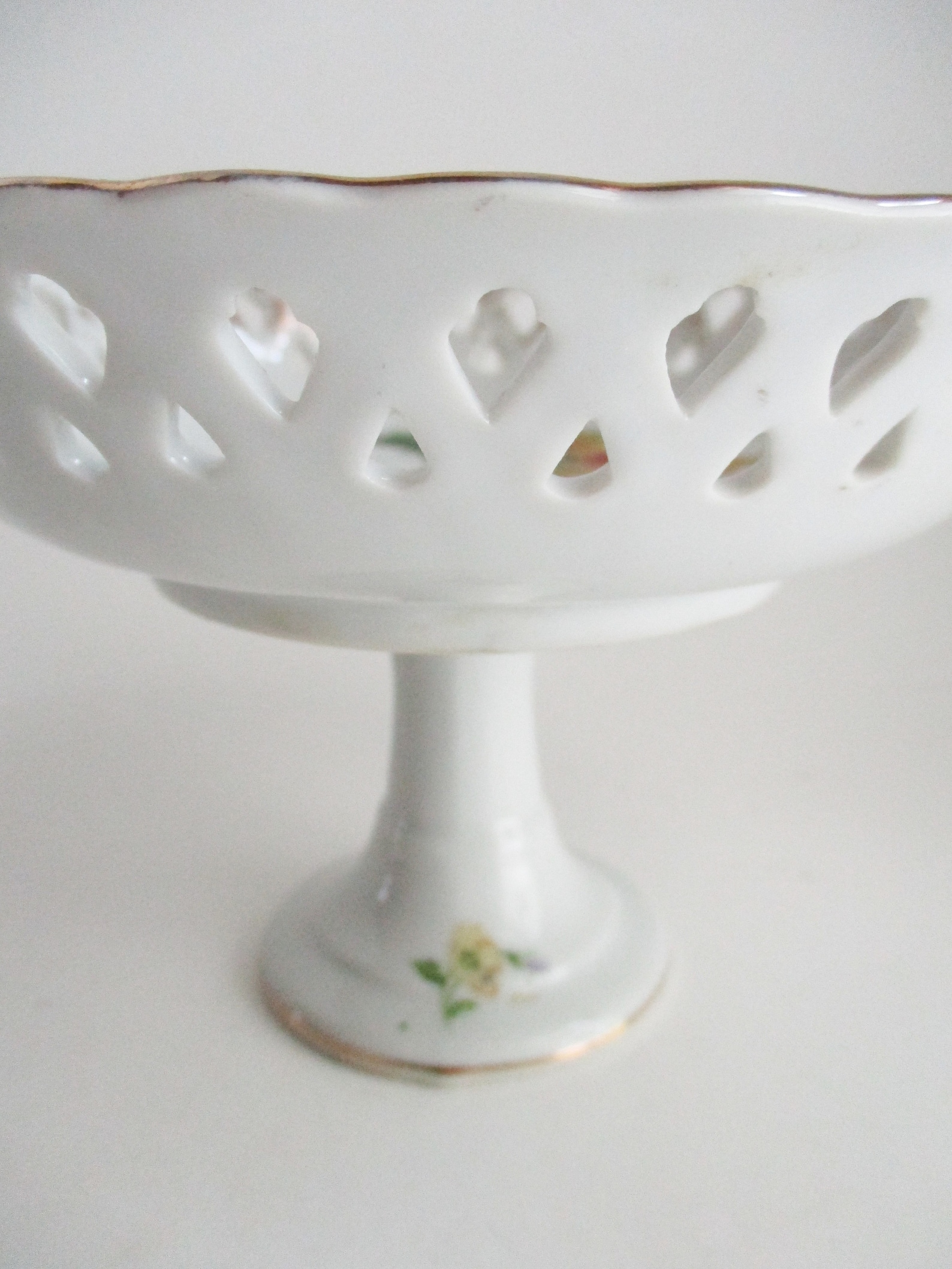 Vintage Compote Dish Porcelain Floral Design Gold Gilt Etsy
