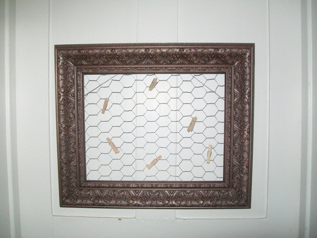 Vintage Message Board Framed Chicken Wire Photo Display 16 X Etsy