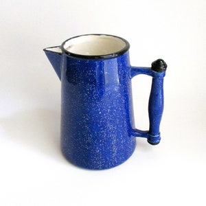 Vintage Small Pitcher Creamer Ceramic Cobalt Splatter Ware