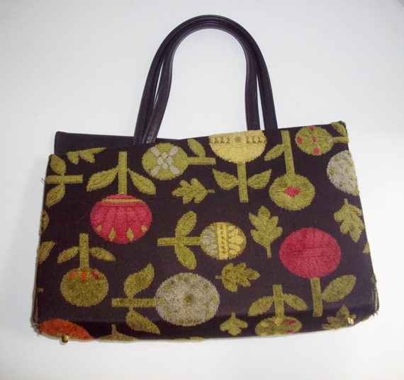 Vintage Carpet Handbag Ladies Accessory Black Floral | Etsy