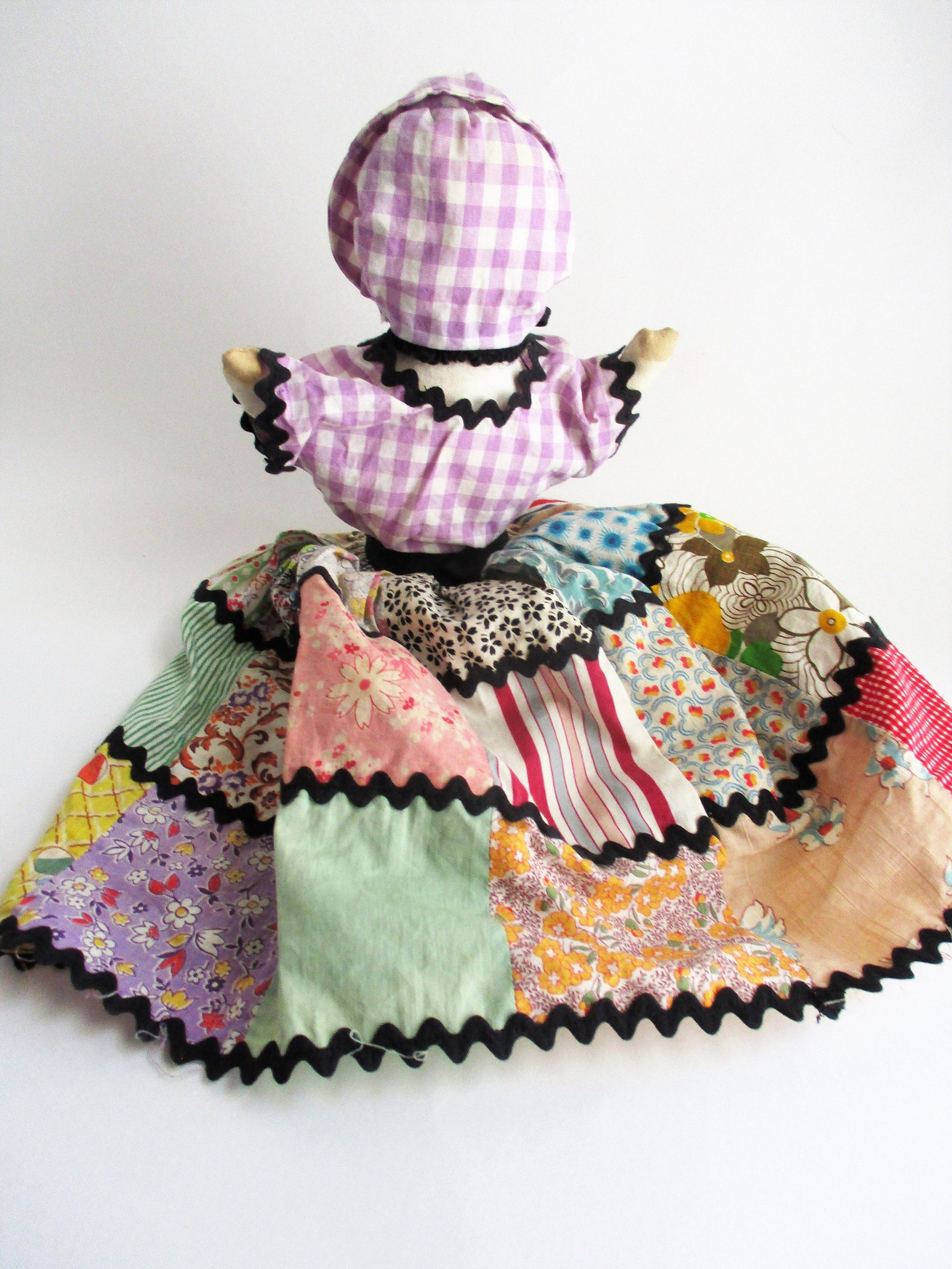 Vintage Doll Fabric Stuffed Collectible Patchwork Dress Purple Etsy
