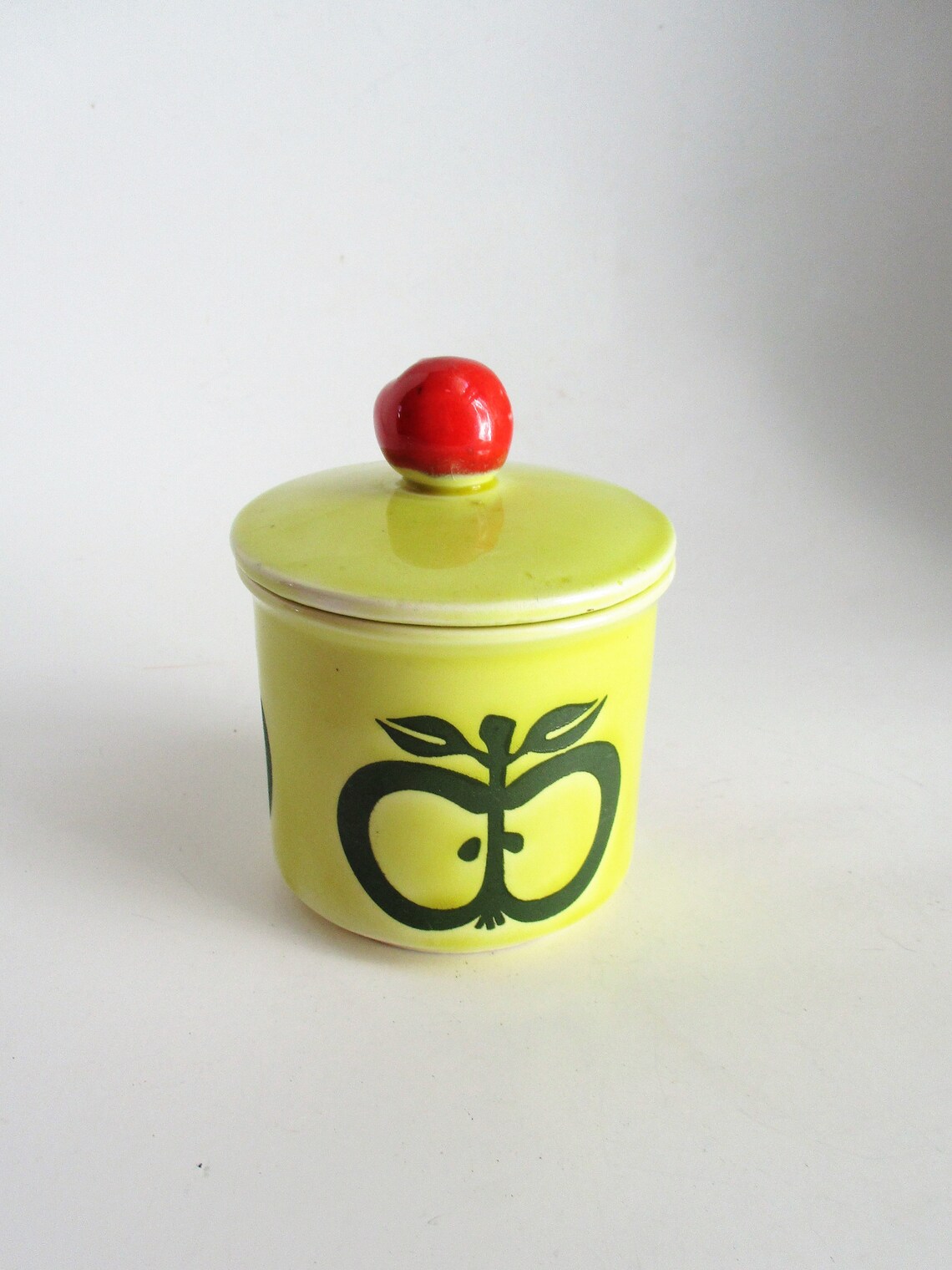 Vintage Jar Condiment Jar Red Apple Ceramic Kitchen Storage Etsy