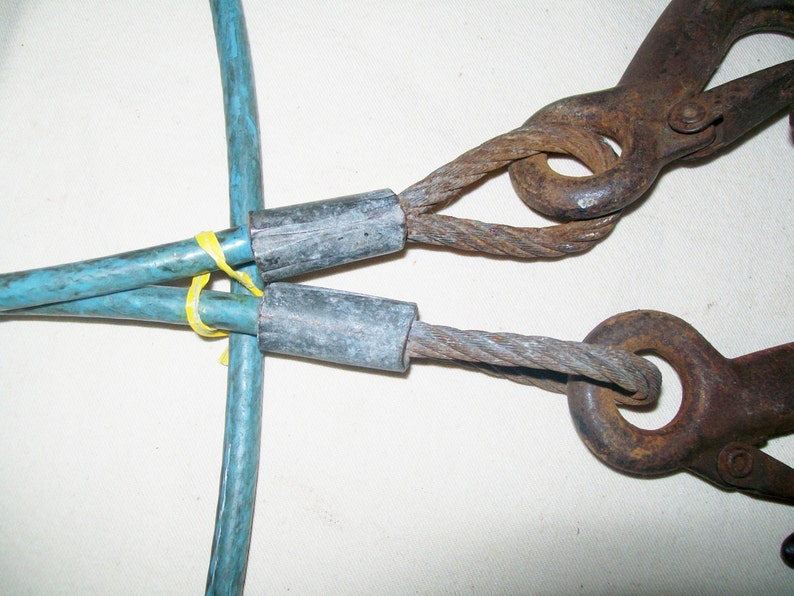 Vintage Tow Cable Cast Iron Hooks 60 Tow Line Turquoise Etsy