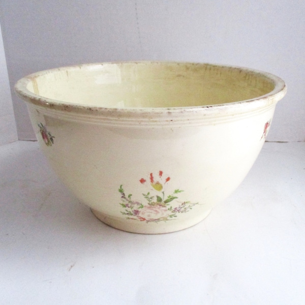 Vintage Bowl Household Institute Priscilla Pattern Ovenware Pink Floral Pottery