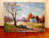RESERVED FOR ANN Vintage Oil Painting Original Canvas 18 x 24 Artist Signed Martha's Place
