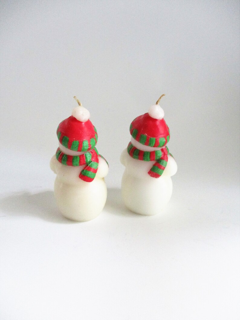 Vintage Snowmen Candles Caroling Snowman Set of 2 Winter Etsy