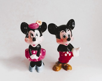 Vintage Mickey Minnie Mouse Figurines Walt Disney Productions Japan
