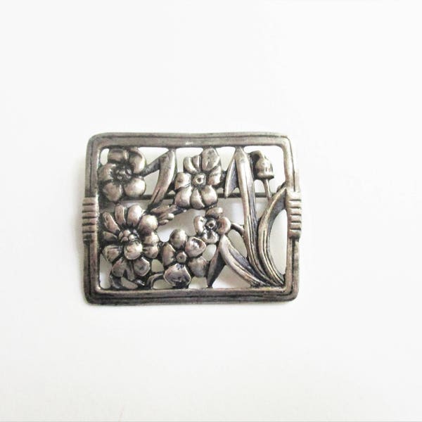 Vintage Brooch Floral Sterling Silver Pin Danecraft