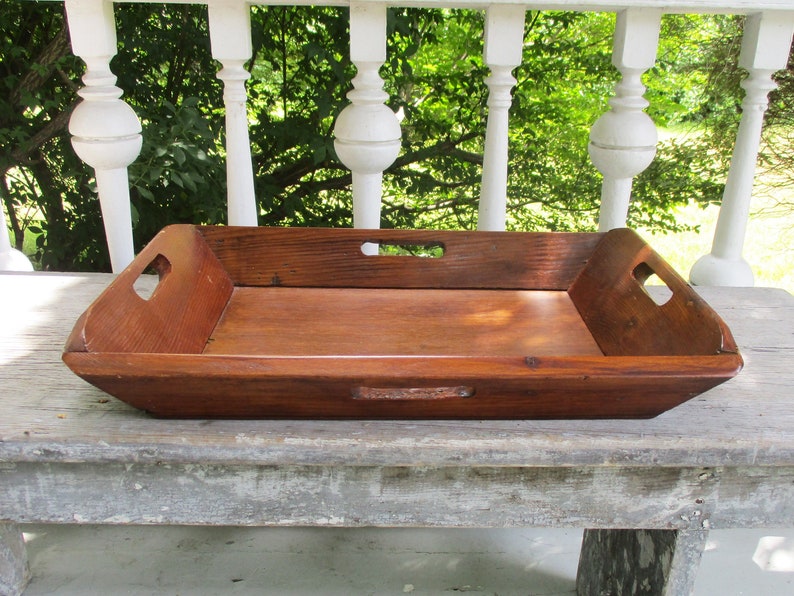 Vintage Wood Tray Large Wood Decorative Tray With Four Handles Etsy