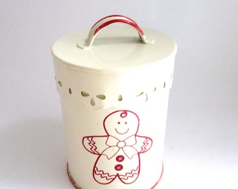 Vintage Tin Red Gingerbread Boy Lace Trim Lid