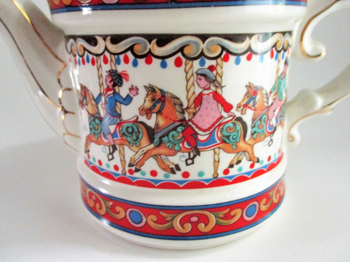 Vintage Sadler Teapot Carousel Red Pink Gold Gilt Edwardian Etsy