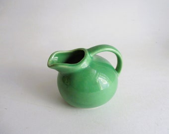 Vintage Small Ball Shaped Creamer Green Pottery