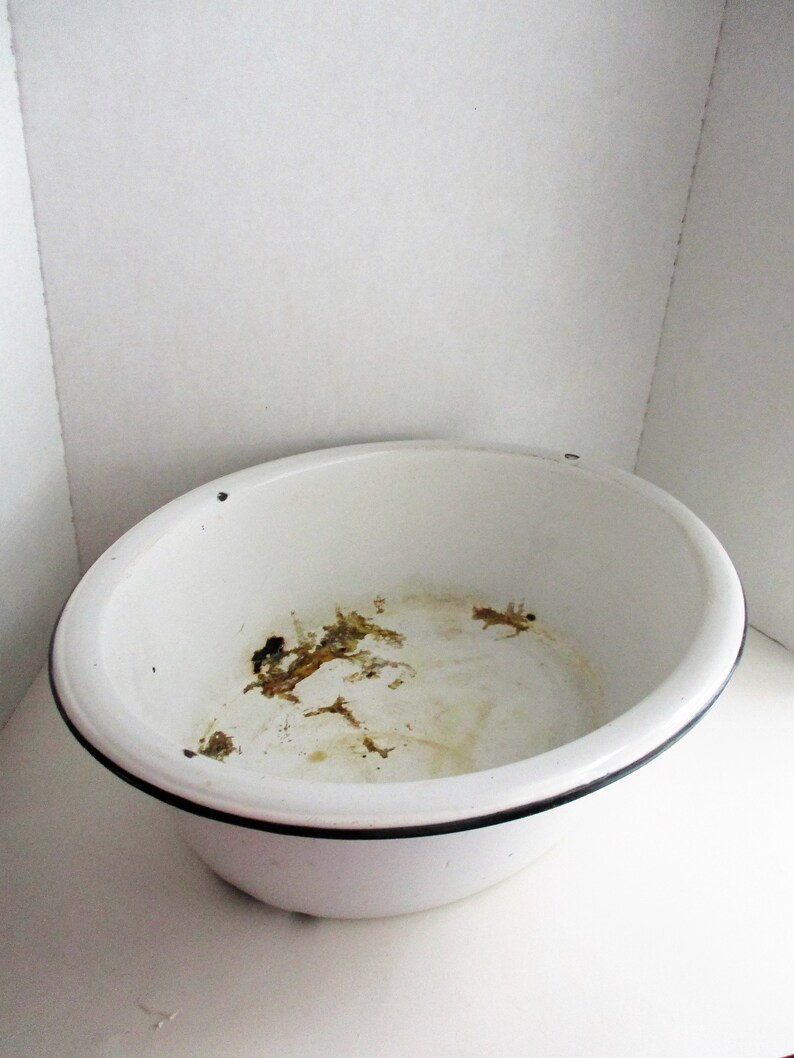 Vintage White Enamelware Basin Large Oval 1950's Indoor Etsy