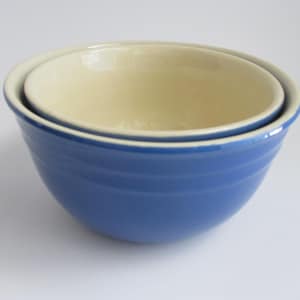 Vintage Bowls Set of 2 Blue Oxford Stoneware 1940&#39;s