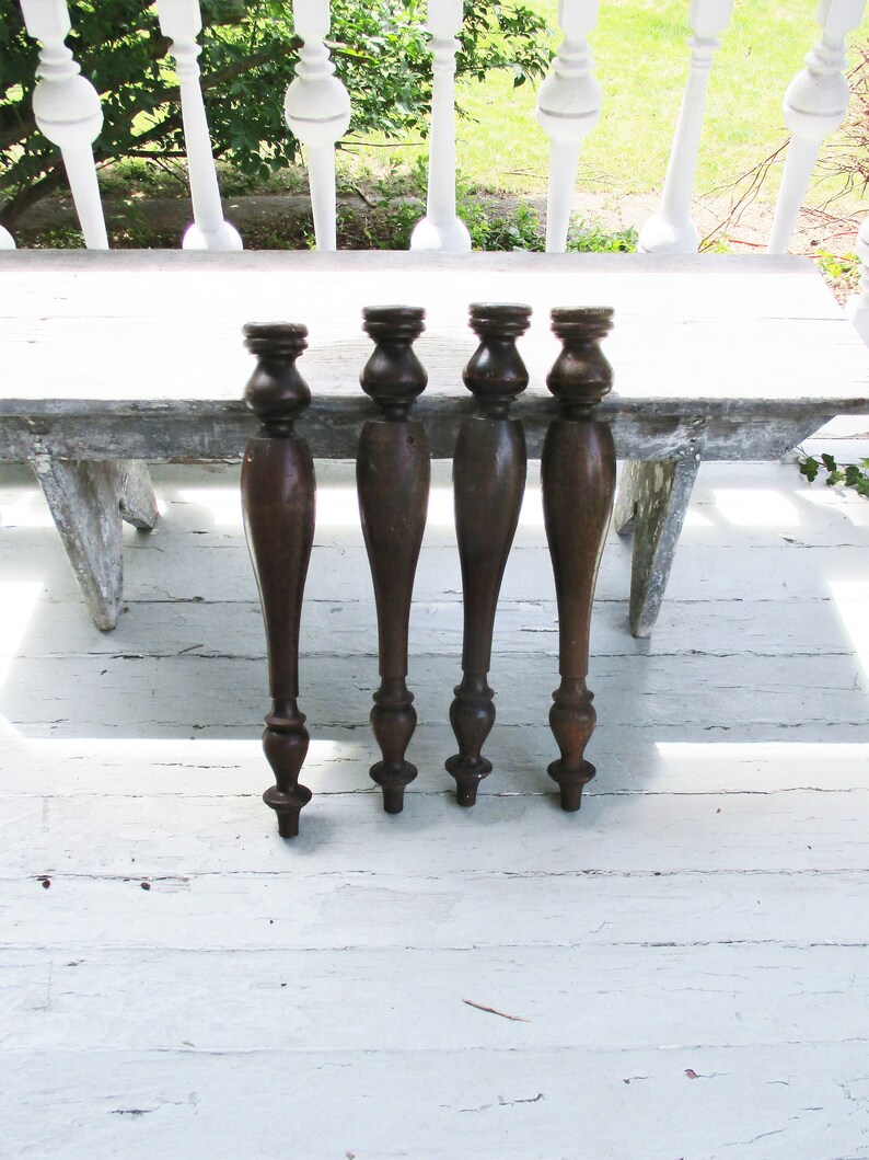 Vintage Wood Table Legs Set of 4 Hardwood Turned Legs DIY Etsy