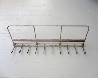 Vintage Rack Metal Hooks 24" Industrial Coat Display Rack
