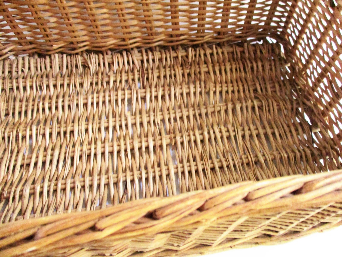 Vintage Wicker Basket Square with Lid Storage Home Decor Etsy