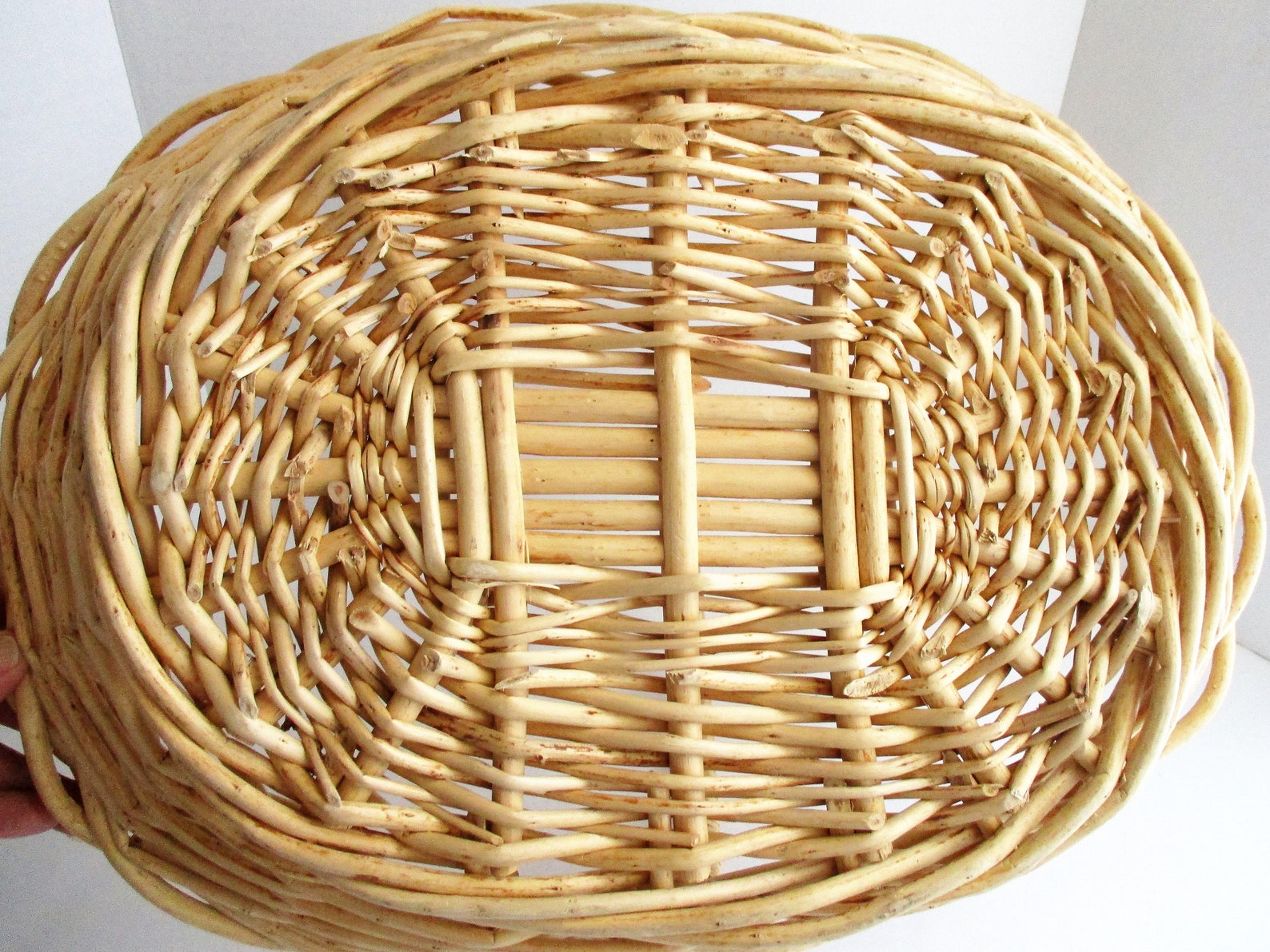 Vintage Large Bamboo Basket Gathering Basket Flower Etsy