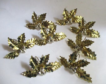 Vintage Poinsettia Napkin Rings Set of 8 Jingle Bells