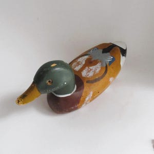 Vintage Wood Duck Figurine Rustic Woodland Decor