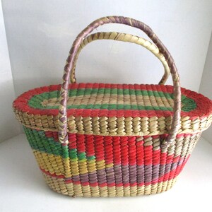 Vintage Straw Handbag Summer Purse Tote Bild 5