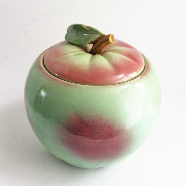 Vintage McCoy Apple Cookie Jar 1950's Kitchen Decor Kitchen Storage Vintage Pottery