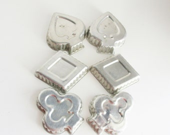 Vintage Tart Molds Aluminum Set of 6 Diamond Club Spade