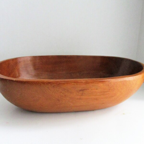 Vintage Bowl Wooden Oblong Decorative Centerpiece Bowl Fruit Bowl Dough Bowl Hardwood