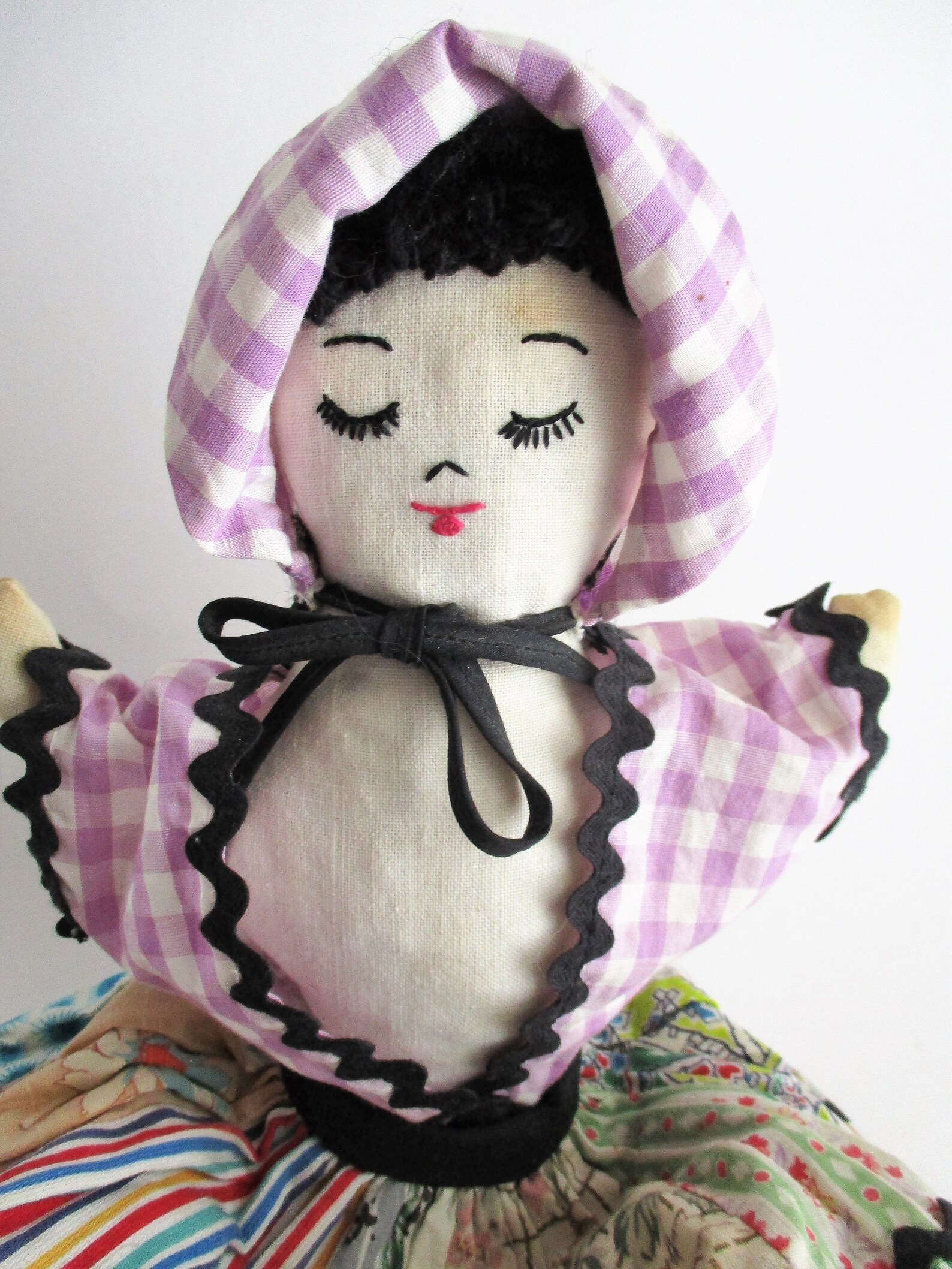 Vintage Doll Fabric Stuffed Collectible Patchwork Dress Purple Etsy