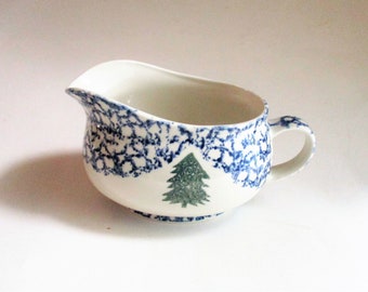 Vintage Gravy Boat Folk Craft Cabin in the Snow