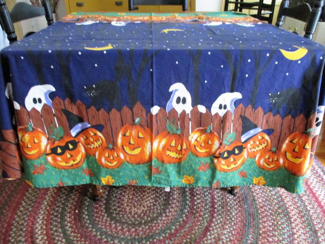Vintage Halloween Tablecloth Avon Home Fashions Large 84 X 58 Etsy