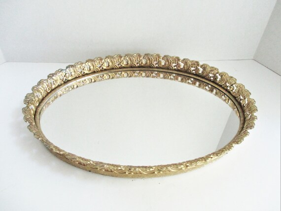 Vintage Vanity Mirror Large Oval Dresser Goldtone Vanity Mirror Large Oval Dresser