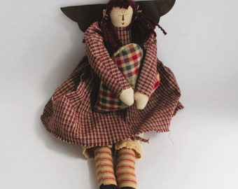 Vintage Victoria's Garden Primitive Doll Angel Raggedy Ann Heart