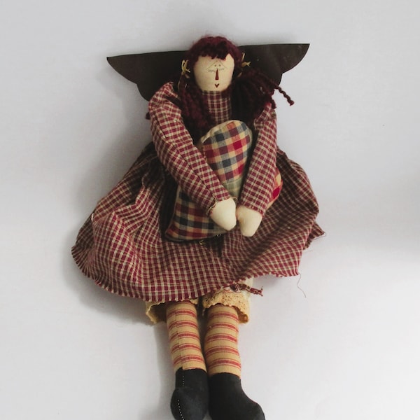 Vintage Victoria's Garden Primitive Doll Angel Raggedy Ann Heart