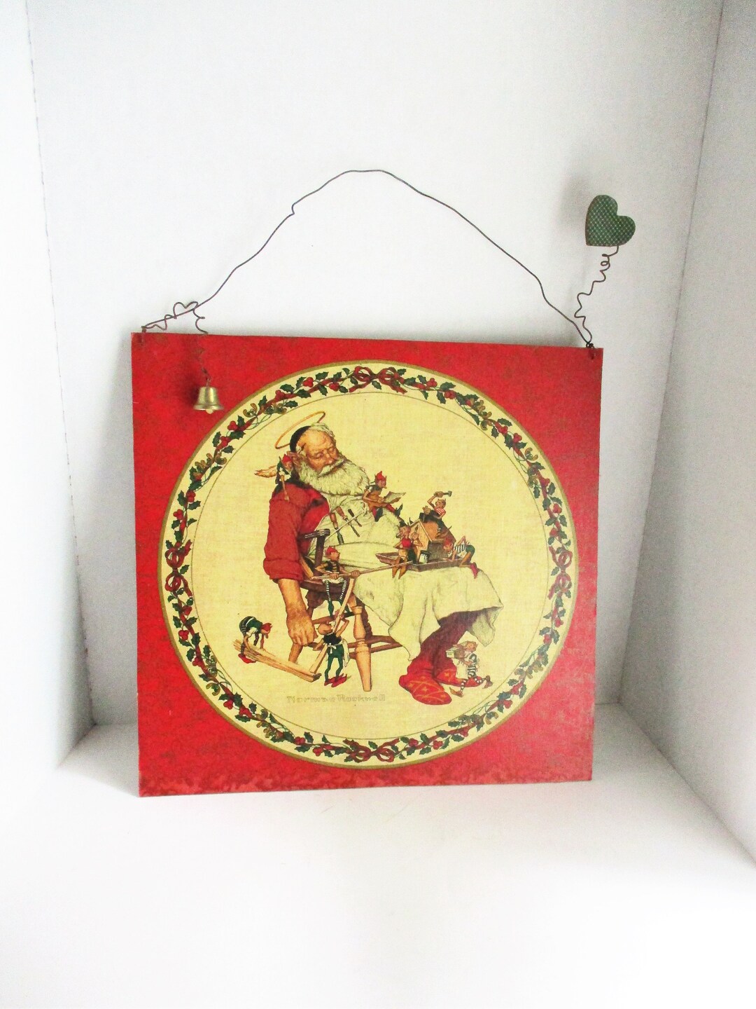 Vintage Santa Wall Hanging Norman Rockwell Print Sleeping Etsy