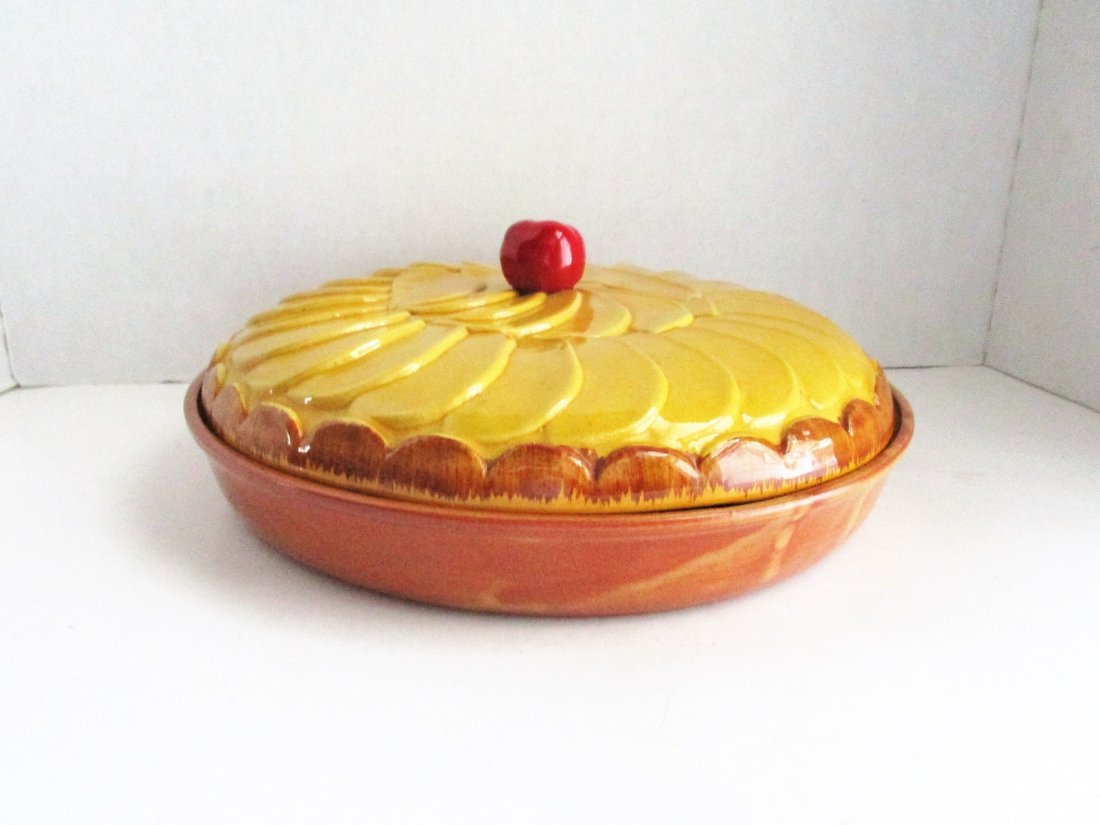 Vintage Ceramic Apple Slice Pie Plate with Cover 10 Pie Etsy