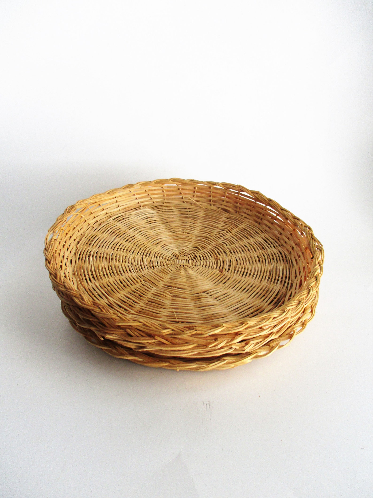 Vintage Paper Plate Holders Set of 4 Bamboo Wicker Handwoven Etsy