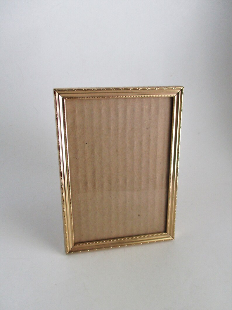 Vintage Gold Metal Picture Frame 5 x 7 Easel Table Top Etsy