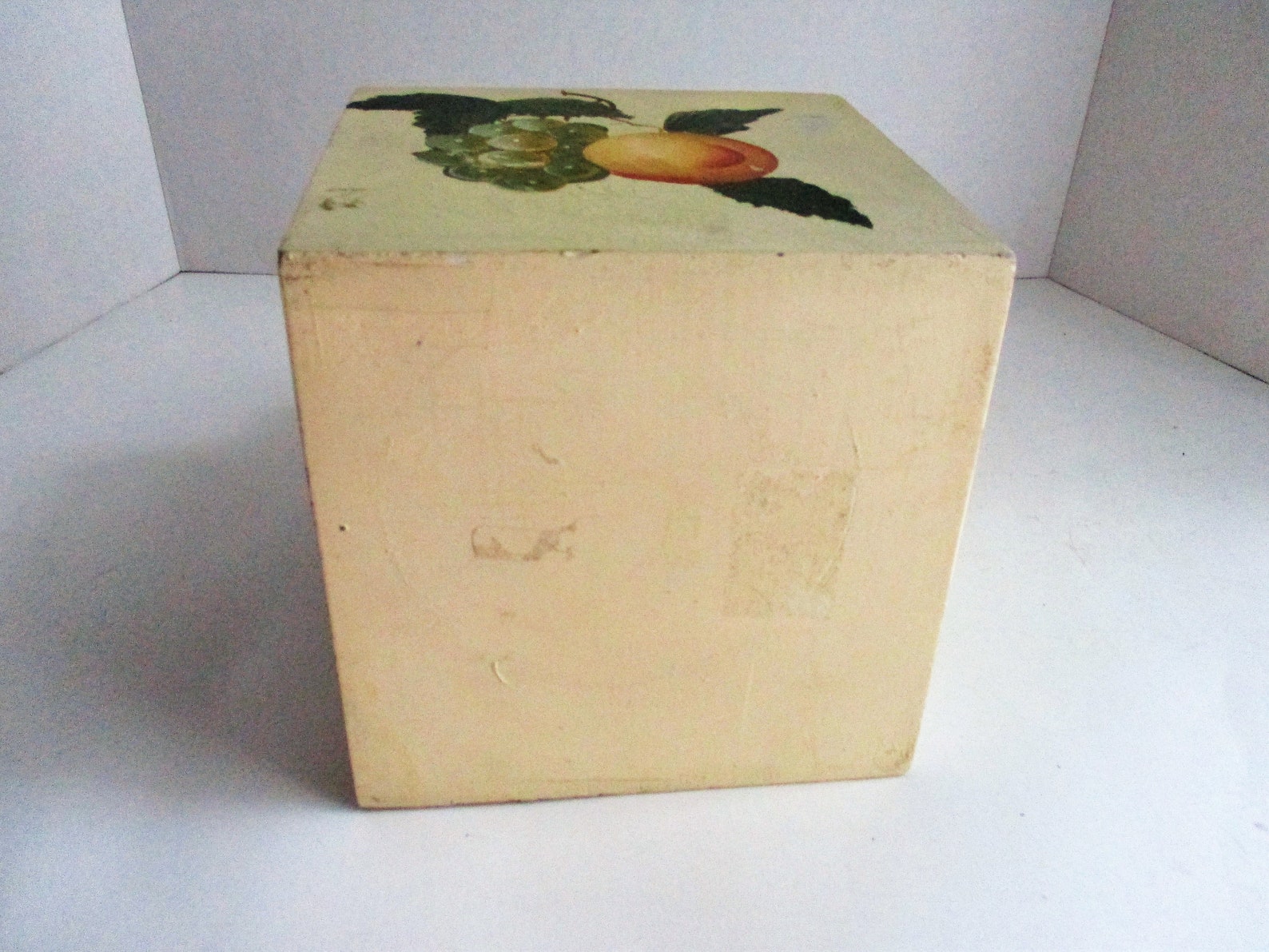 Vintage Ginger Jar Square Wood Box Vase Pastel Yellow Fruit Etsy