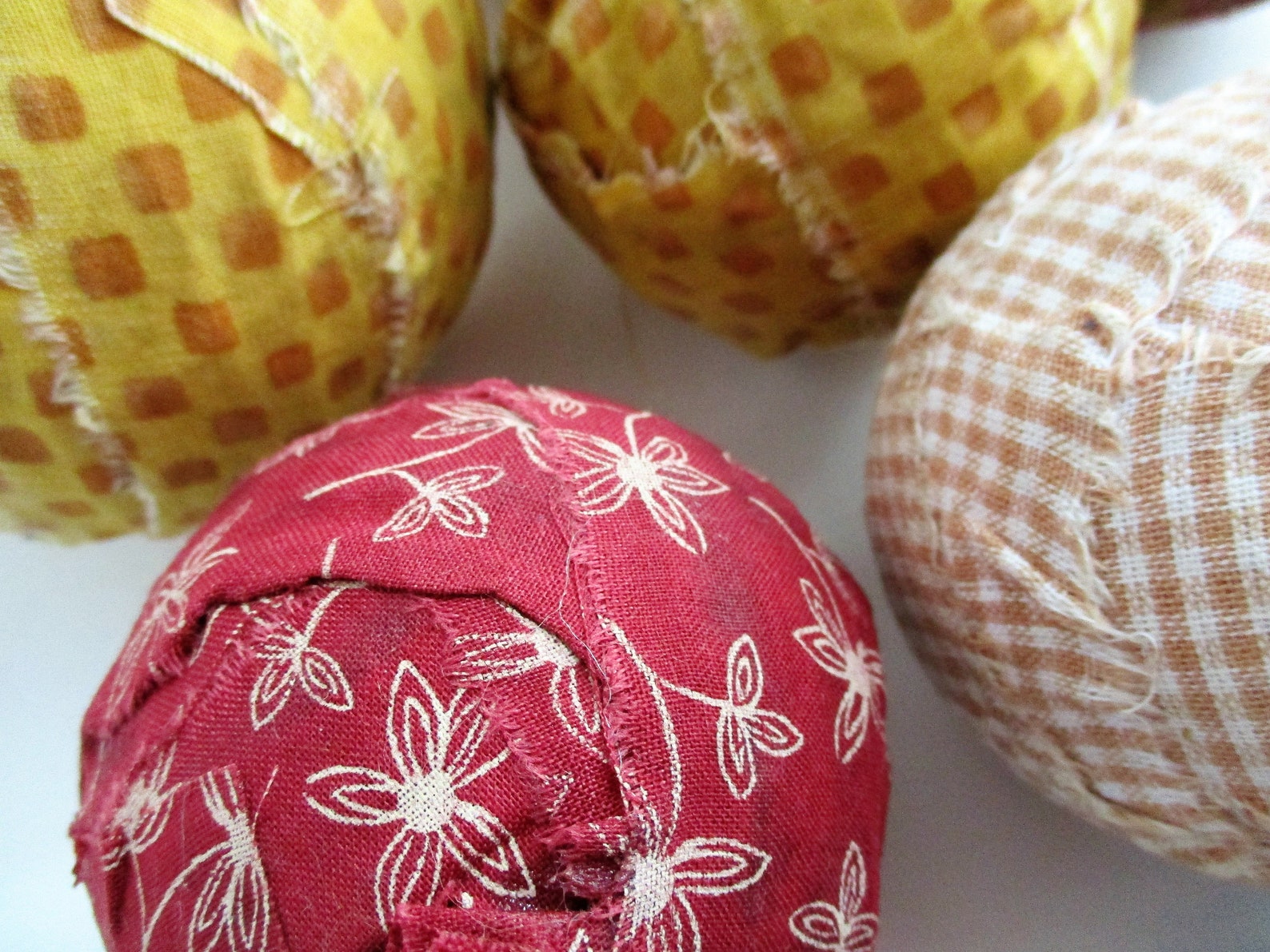 Vintage Fabric Covered Styrofoam Balls Set of 9 Large Medium Etsy