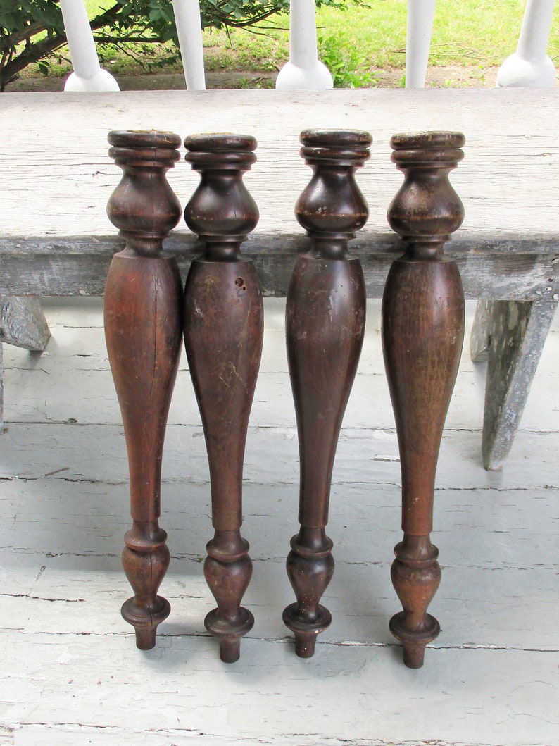 Vintage Wood Table Legs Set of 4 Hardwood Turned Legs DIY Etsy