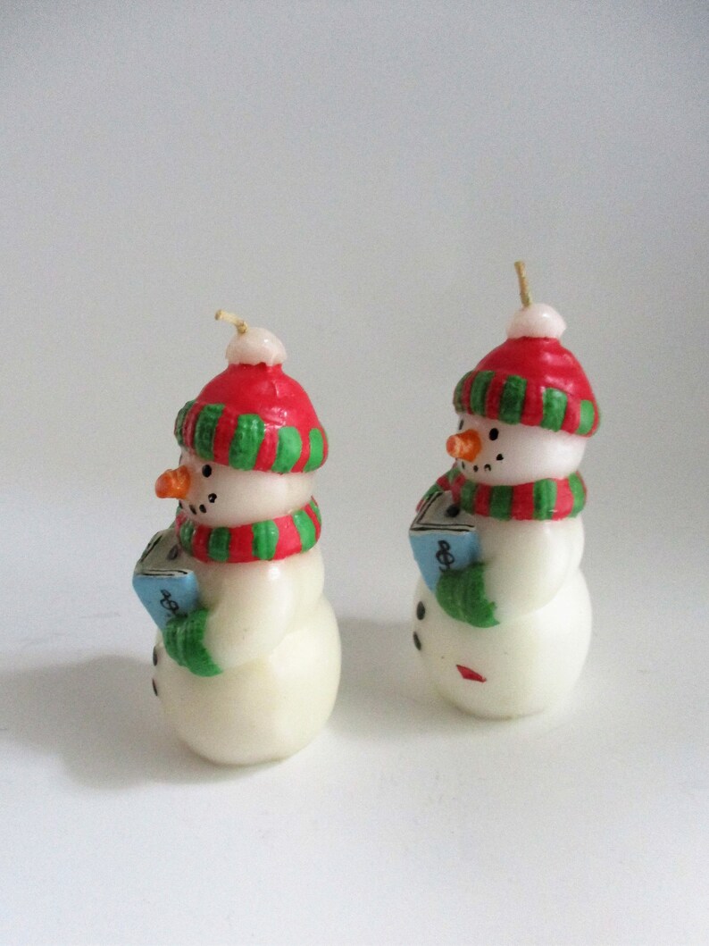 Vintage Snowmen Candles Caroling Snowman Set of 2 Winter Etsy
