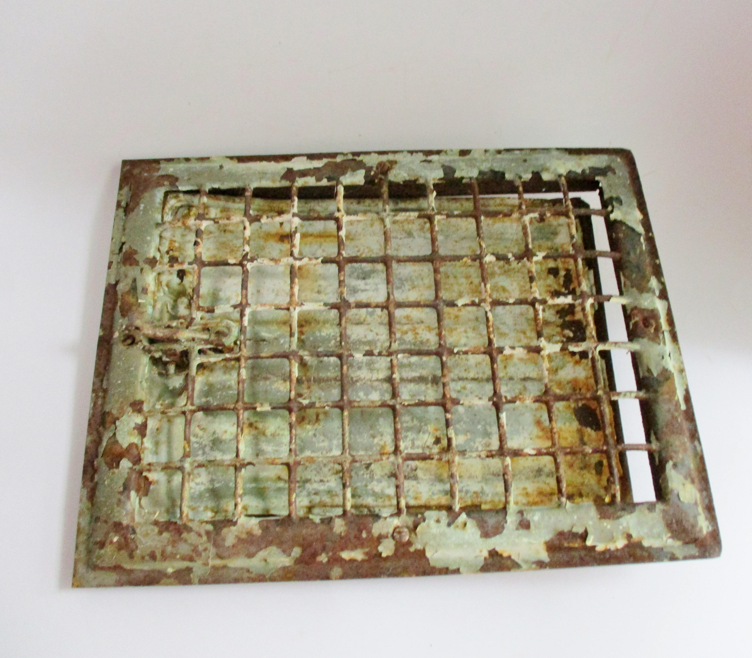Vintage Metal Grate Salvaged Duct Cover Architectural Green Etsy