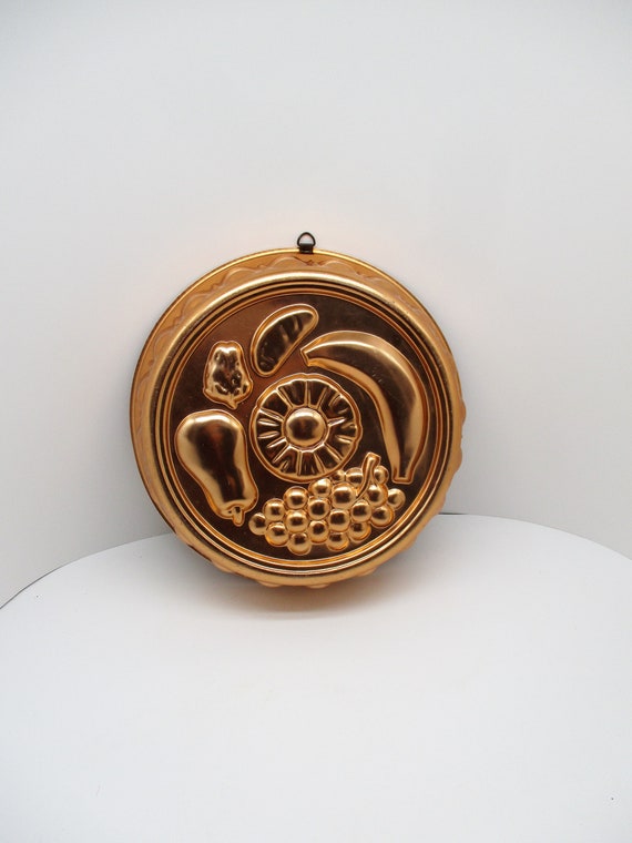 Vintage Copper Tone Mold Fruit Design Wall Hanging