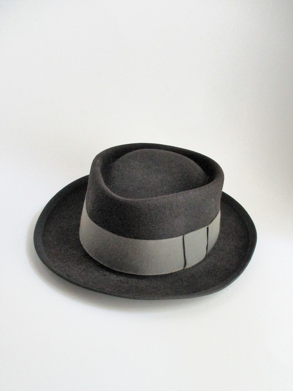 Vintage Hat by Adam Men's Pork Pie Fedora Steel Gr