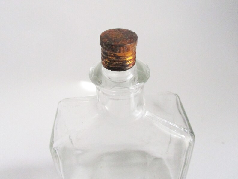 Vintage Liquor Flask Square Glass Tonic Medicine Bottle Copper Etsy