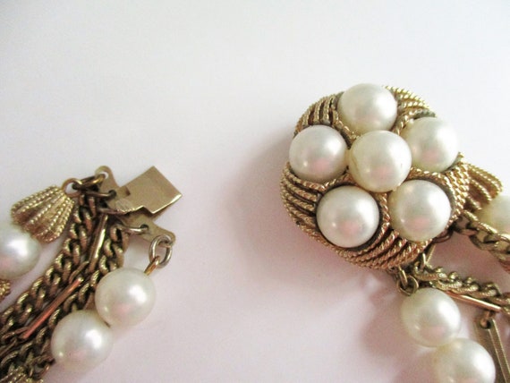 Vintage Choker Necklace Gold Tone Pearl 5 Strand … - image 3