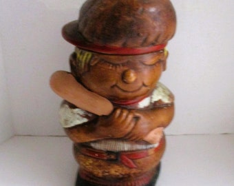 Vintage Boy Baseball Player Cookie Jar Ceramic JC Penney 1970's