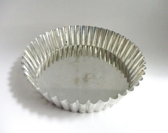 Molde para tarta vintage de aluminio acanalado de dos piezas